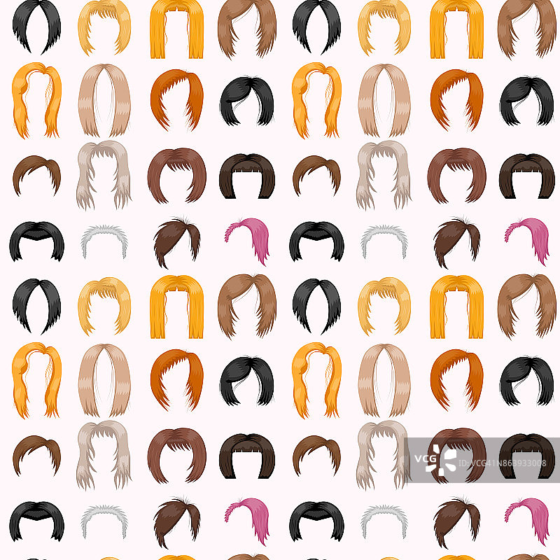 女人头发造型无缝模式背景矢量插图图片素材