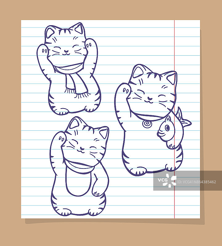 可爱的日本猫素描集图片素材