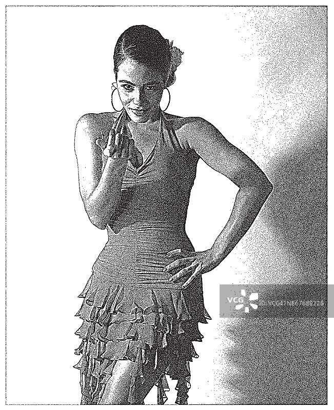 混血女子萨尔萨舞和调情手势。图片素材