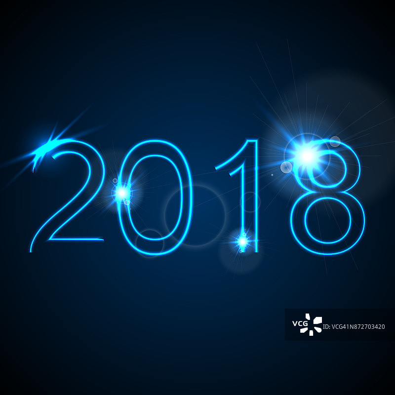 2018年霓虹蓝色新年背景图片素材