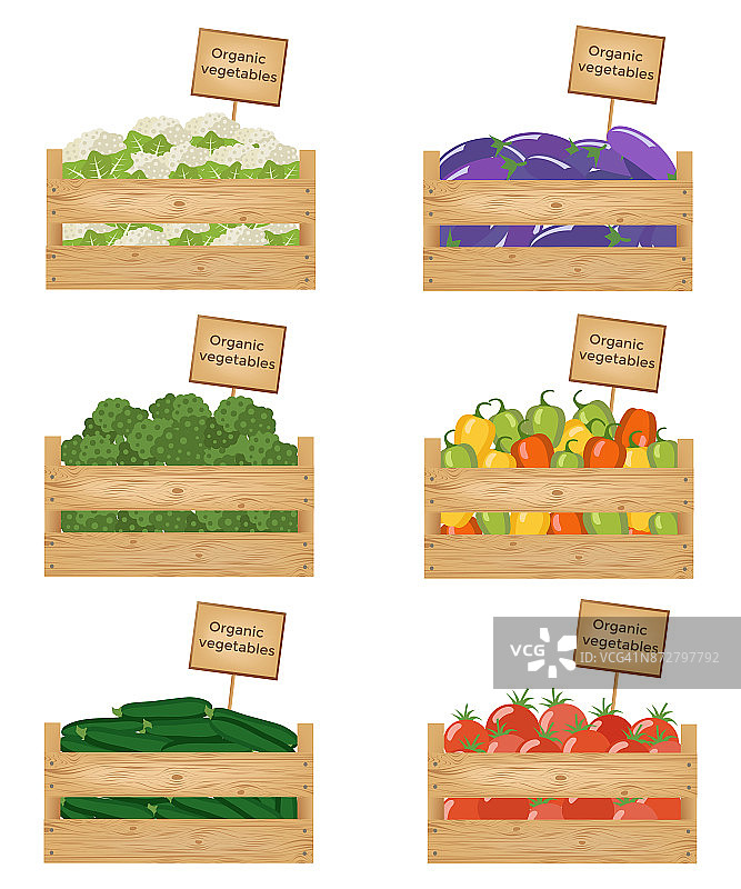 装蔬菜的木箱。有机蔬菜。图片素材