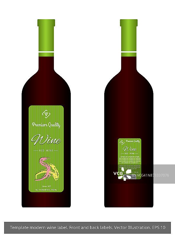 葡萄酒标签和酒瓶。图片素材