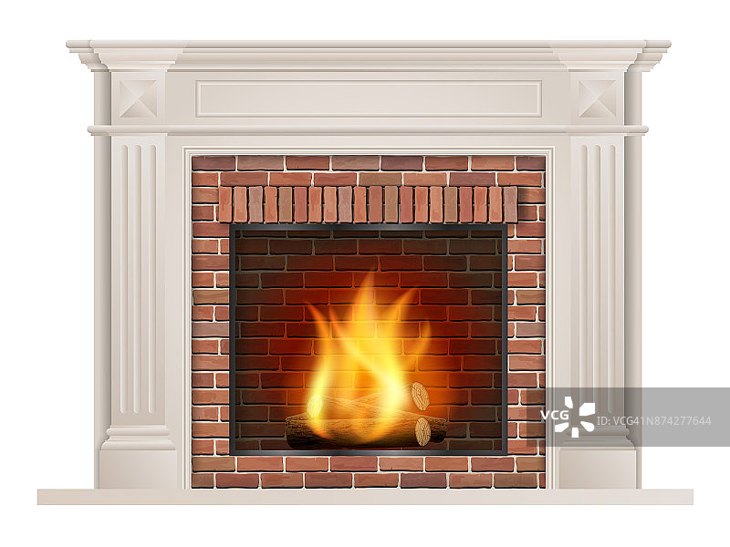 经典的壁炉与红砖和火炉图片素材