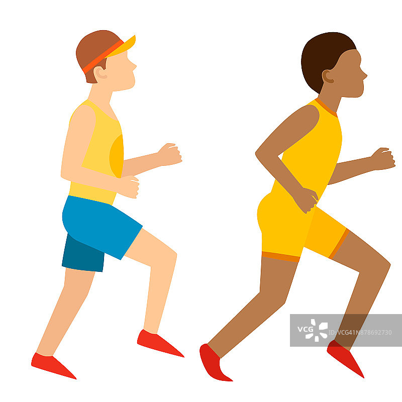 运动员跑步人慢跑夏季运动享受跑步锻炼他们的健康生活方式矢量插图图片素材