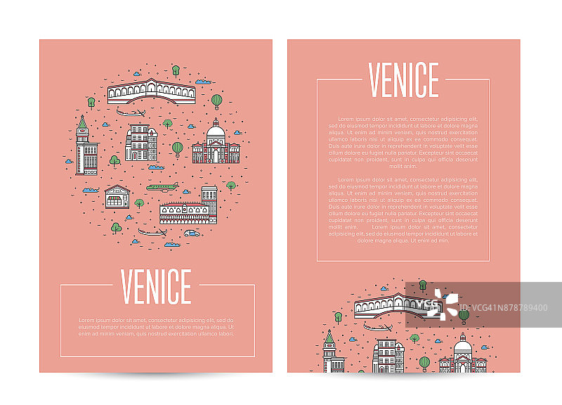 威尼斯城市旅游广告的线性风格图片素材
