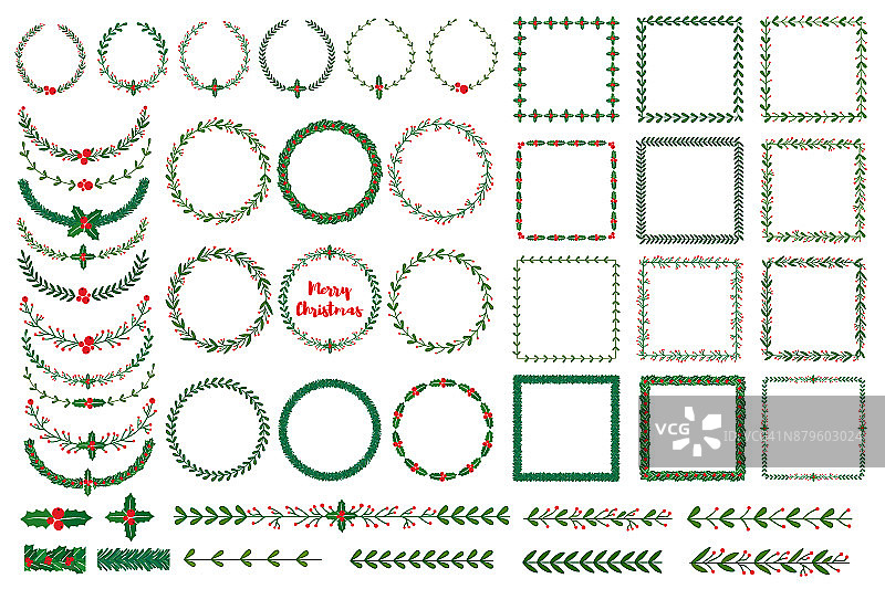 圣诞花环，框架，刷子图片素材