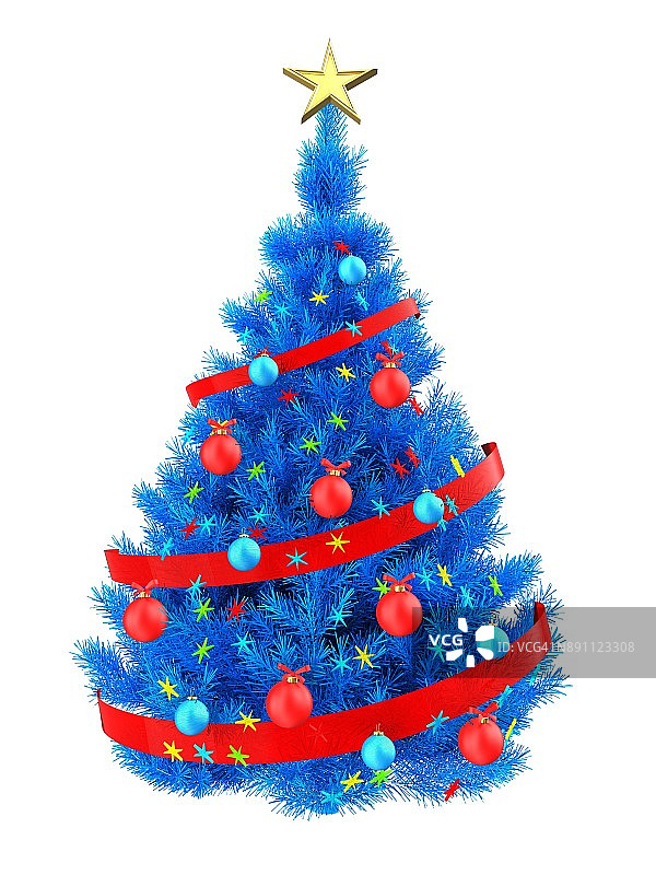 3d蓝色圣诞树图片素材