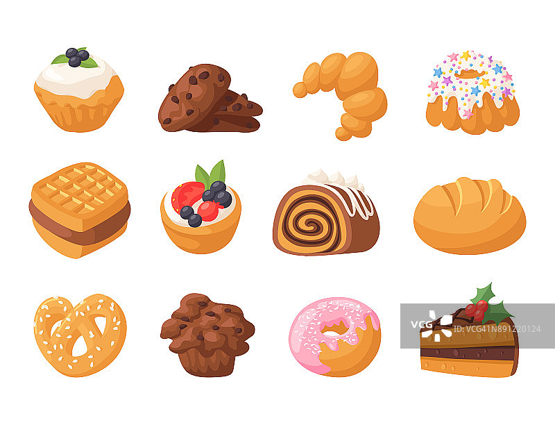 饼干矢量蛋糕美味的零食美味的巧克力自制饼干糕点饼干蛋糕甜甜点烘焙食品插图图片素材