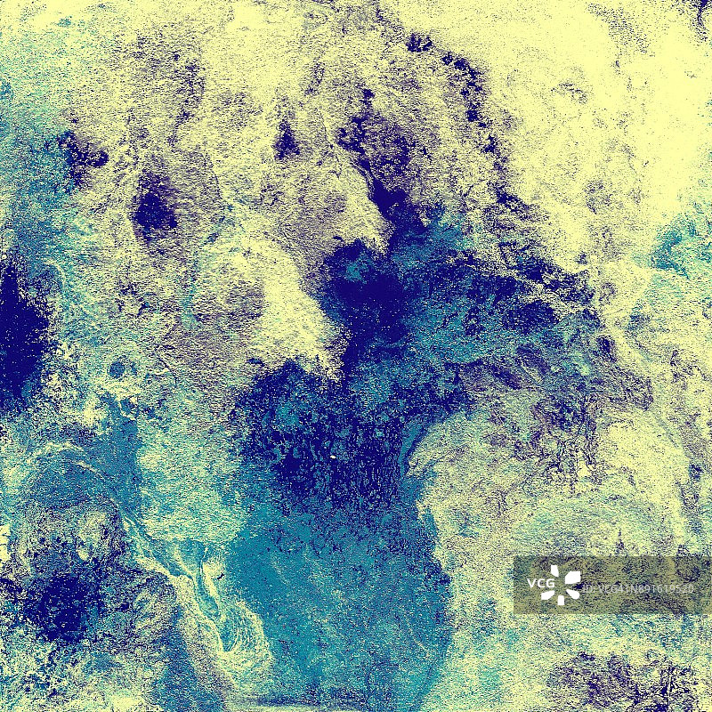 抽象的液体蓝色背景。图案与抽象冻结和黑色波浪。大理石。手工制作的表面。液体涂料。Acrillic墙纸。矿物霜质地。图片素材
