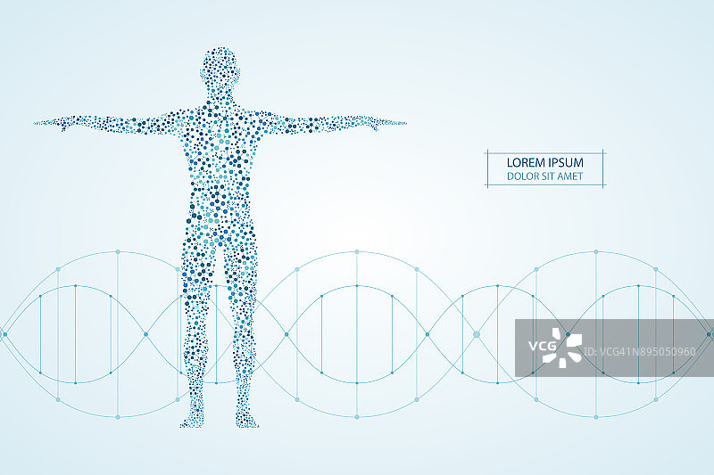 摘要人体含有分子DNA。医学、科技理念。矢量图图片素材