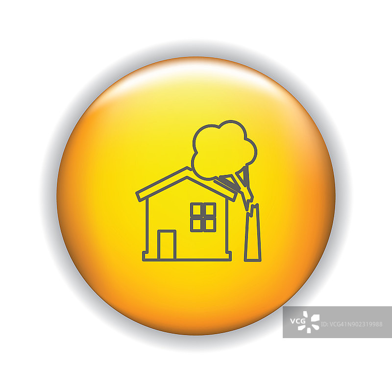 细线图标上闪亮的按钮-家庭保险图片素材