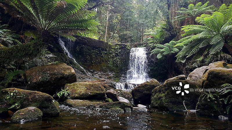 马蹄瀑布、菲尔德山国家公园、塔斯马尼亚、澳大利亚图片素材
