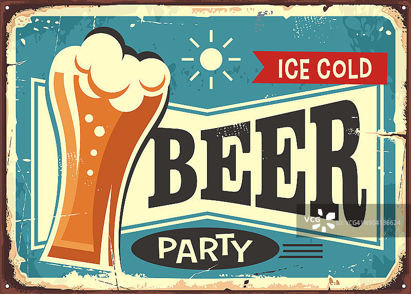 啤酒派对复古酒吧标志图片素材