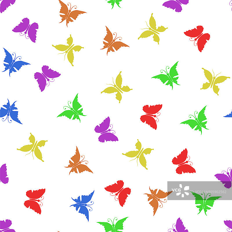 彩色蝴蝶剪影无缝图案图片素材