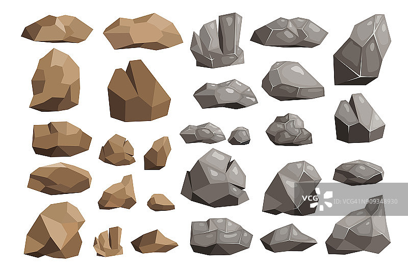 石质岩矢石质山或石质崖用石质地质材料在落基山脉山地石质插图上设置孤立的白色背景图片素材