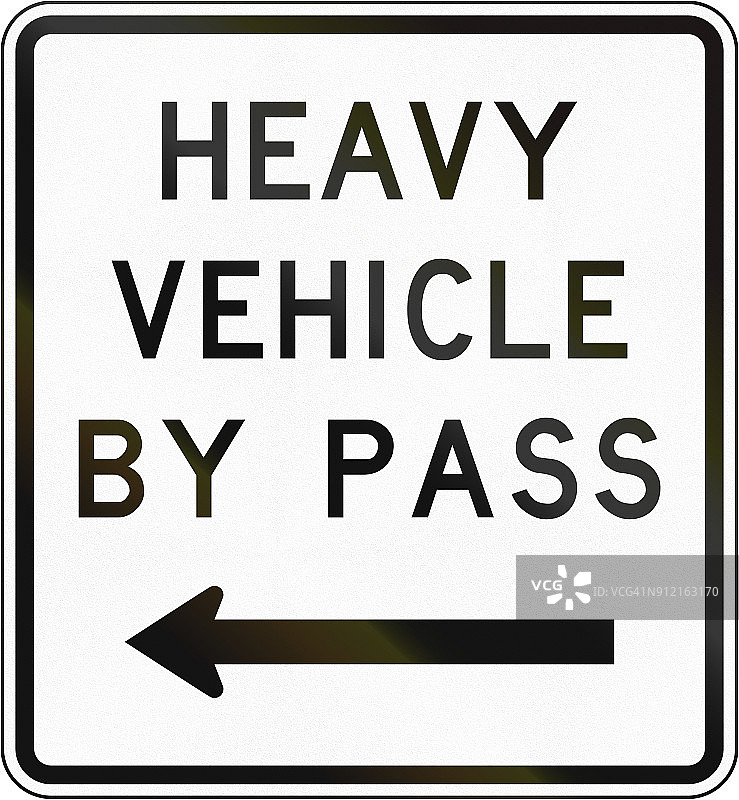 新西兰道路标志-重型车辆绕道，向左图片素材