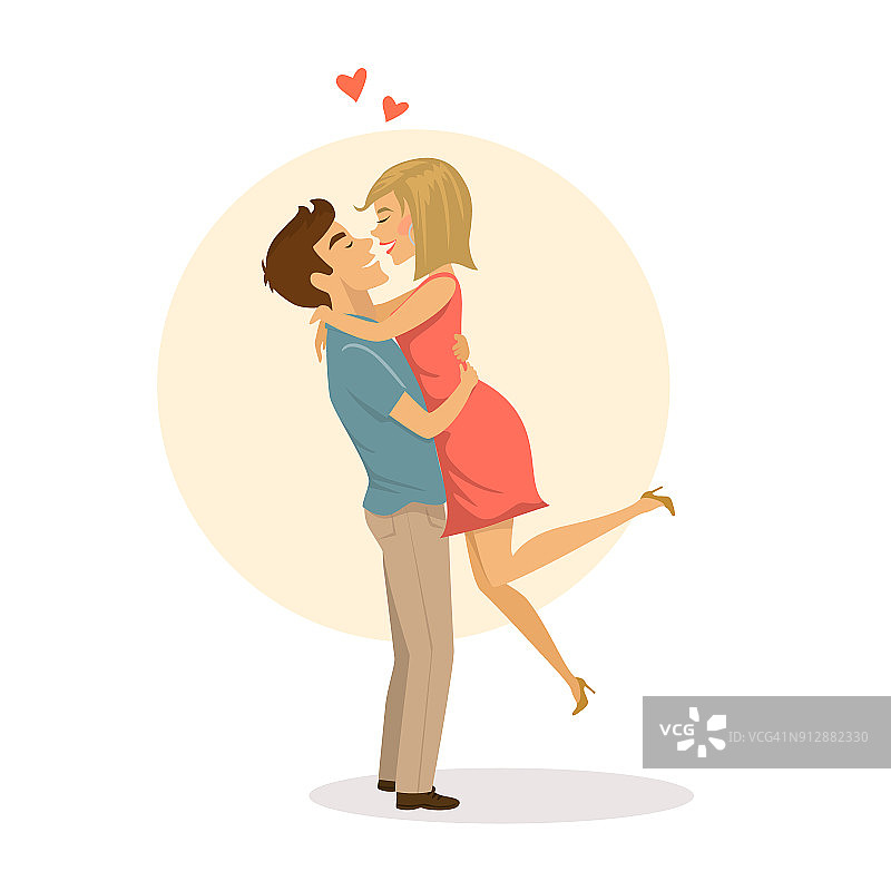 相爱的情侣在约会时，男人和女人拥抱拥抱图片素材