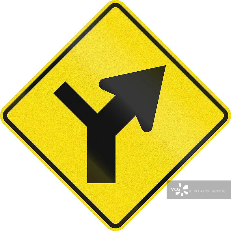 新西兰的路标- Y路口控制在左边图片素材