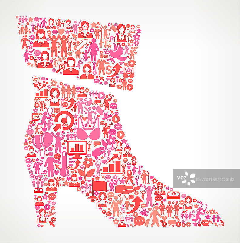 高跟鞋妇女的权利和女性赋权图标模式图片素材