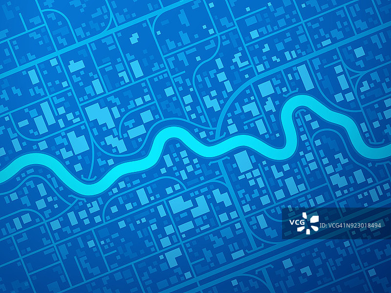 蓝色的城市地图图片素材
