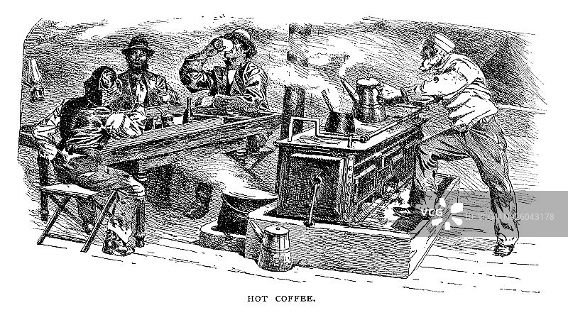 人们在船上食堂喝咖啡图片素材