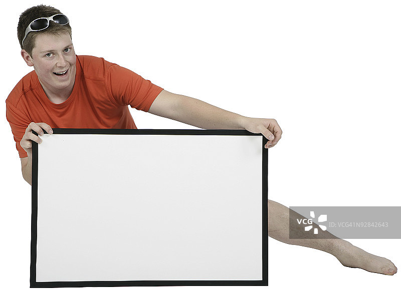 男子用白板摆姿势图片素材