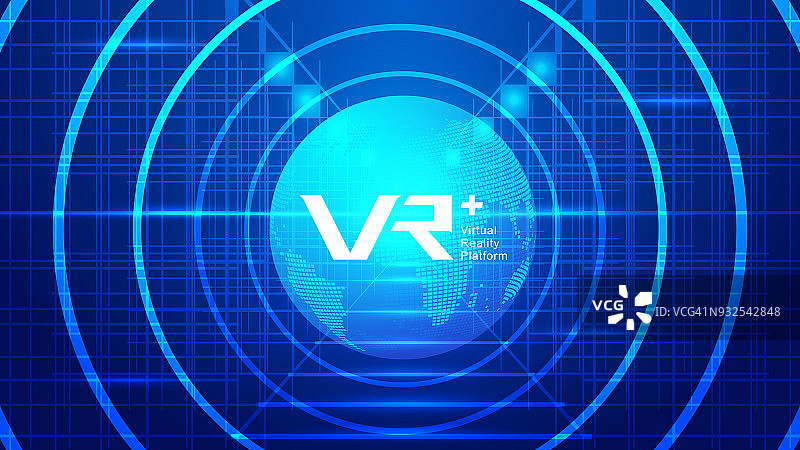 VR、VRP、数字技术地球、透视空间、深蓝色技术效果矢量元素。图片素材