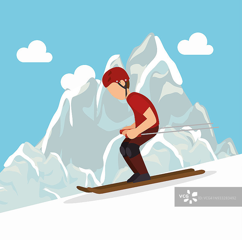 滑雪男子高山雪上极限运动图片素材