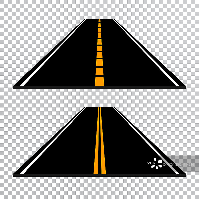 有标记的蜿蜒道路或高速公路。方向,交通工具集。矢量图图片素材