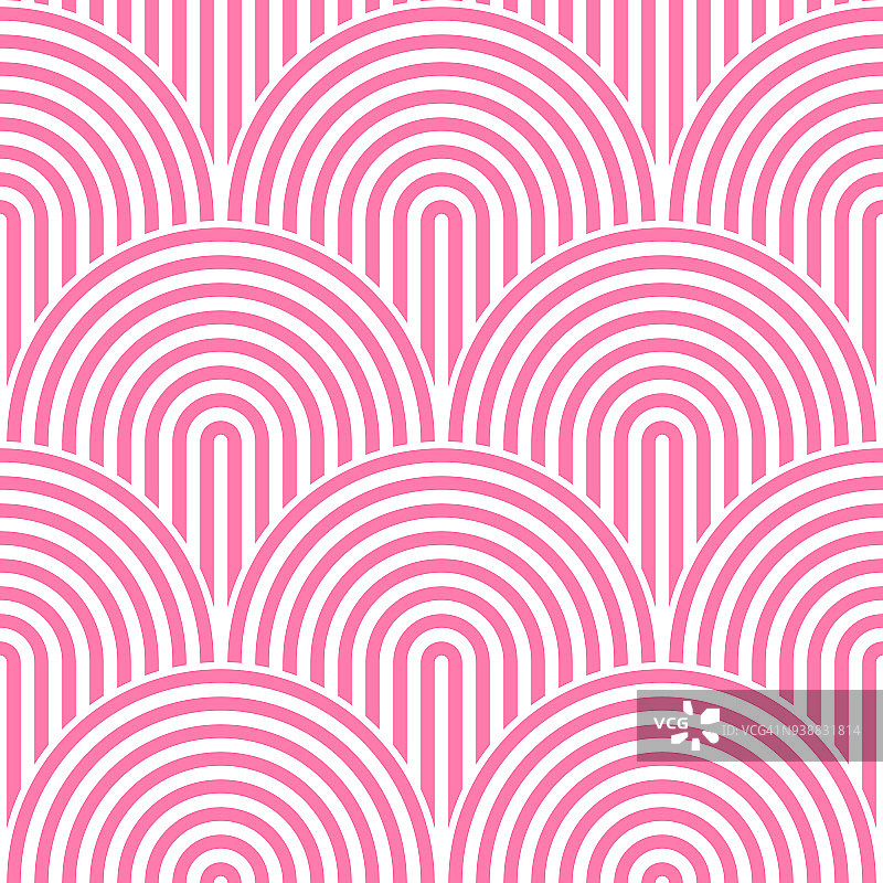 鱼鳞无缝图案背景。抽象的设计元素。粉色矢量插图条纹同心圆图片素材