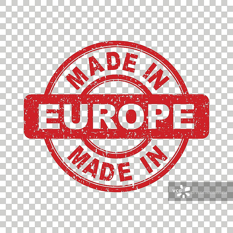 欧洲制造红色邮票。矢量插图在孤立的背景图片素材