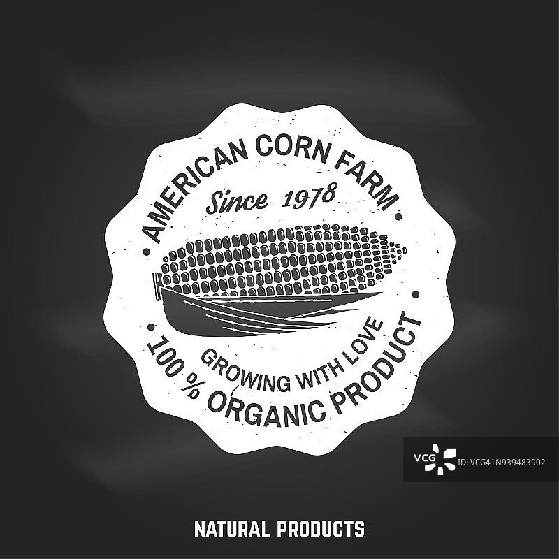 美国玉米农场徽章或标签。矢量图图片素材