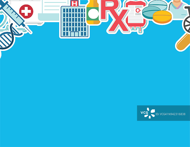 医疗保健图标的边界和背景在平面设计风格图片素材
