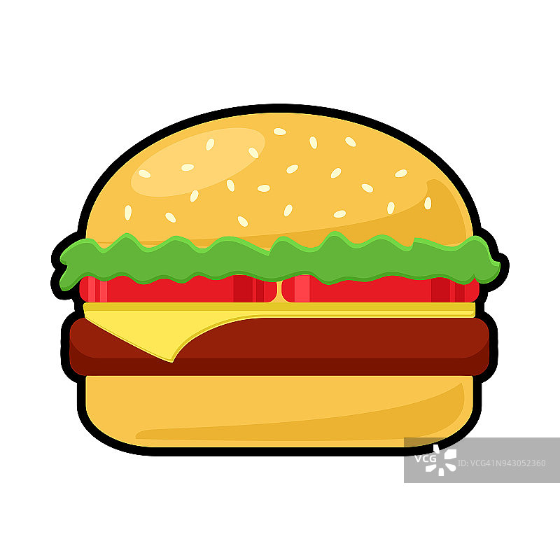 彩色的奶酪汉堡，矢量插图图片素材