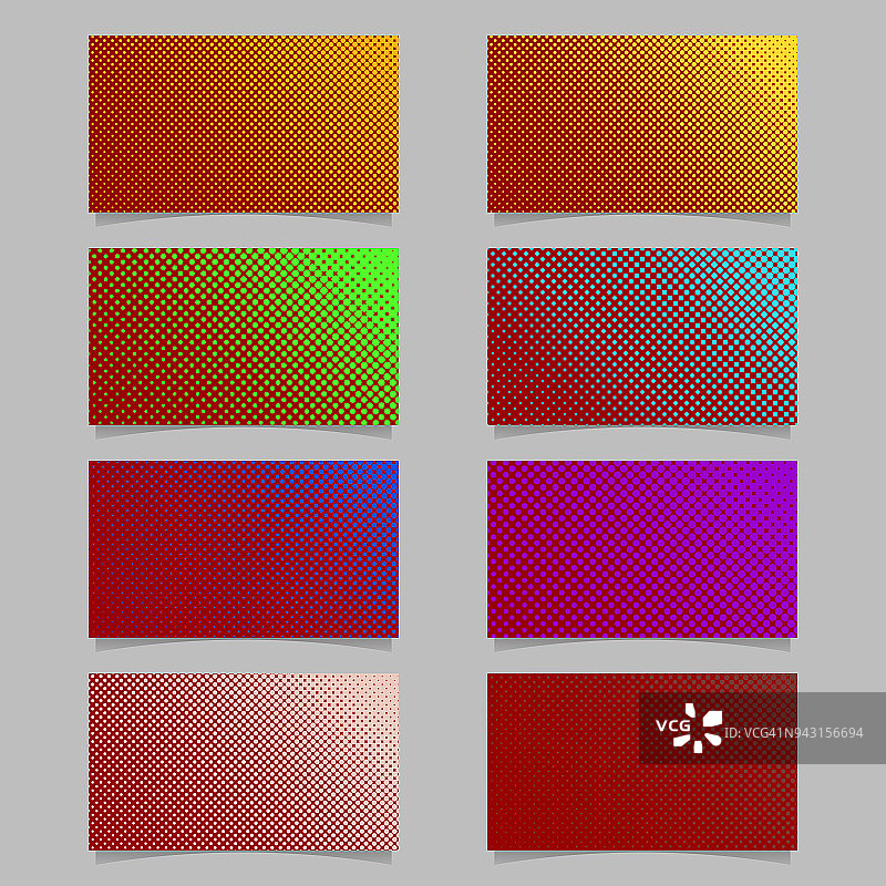 彩色抽象半色调网点图案名片背景设计集-向量名片图形与彩色圆圈图片素材