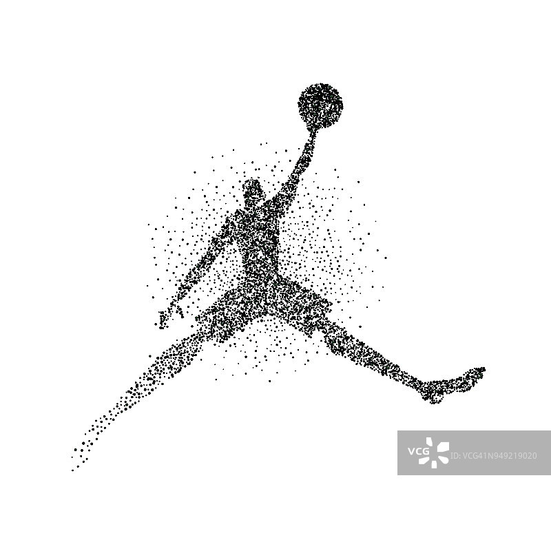 篮球运动员剪影跳粒子飞溅图片素材