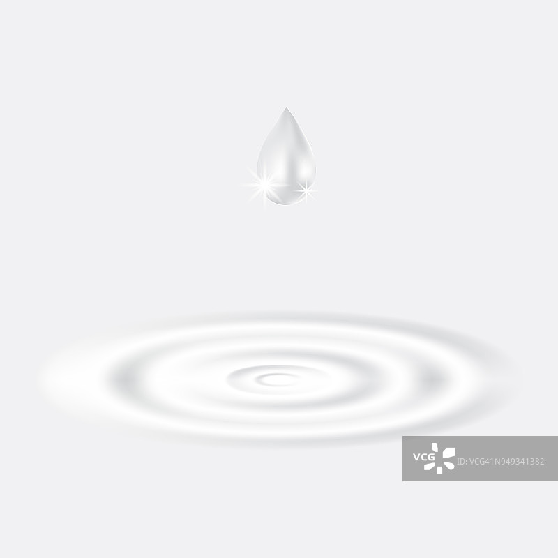 在白色的背景上，水滴在飞溅的水上。图片素材