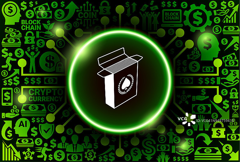 在货币和加密货币背景上打开扑克牌盒图标图片素材