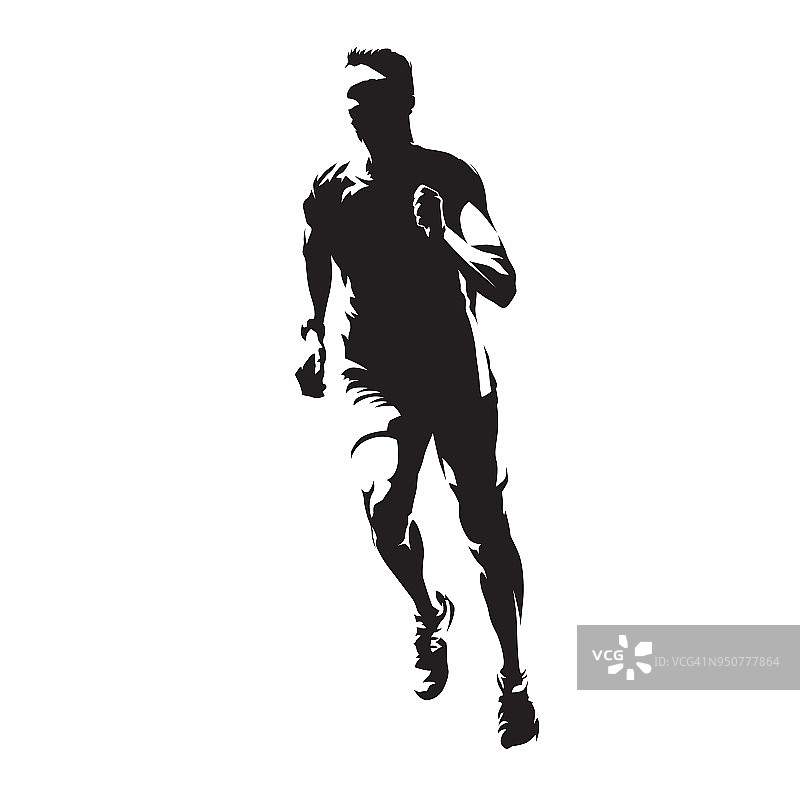 跑步的人，正面，健康的生活方式，孤立的矢量剪影。跑步,运动图片素材