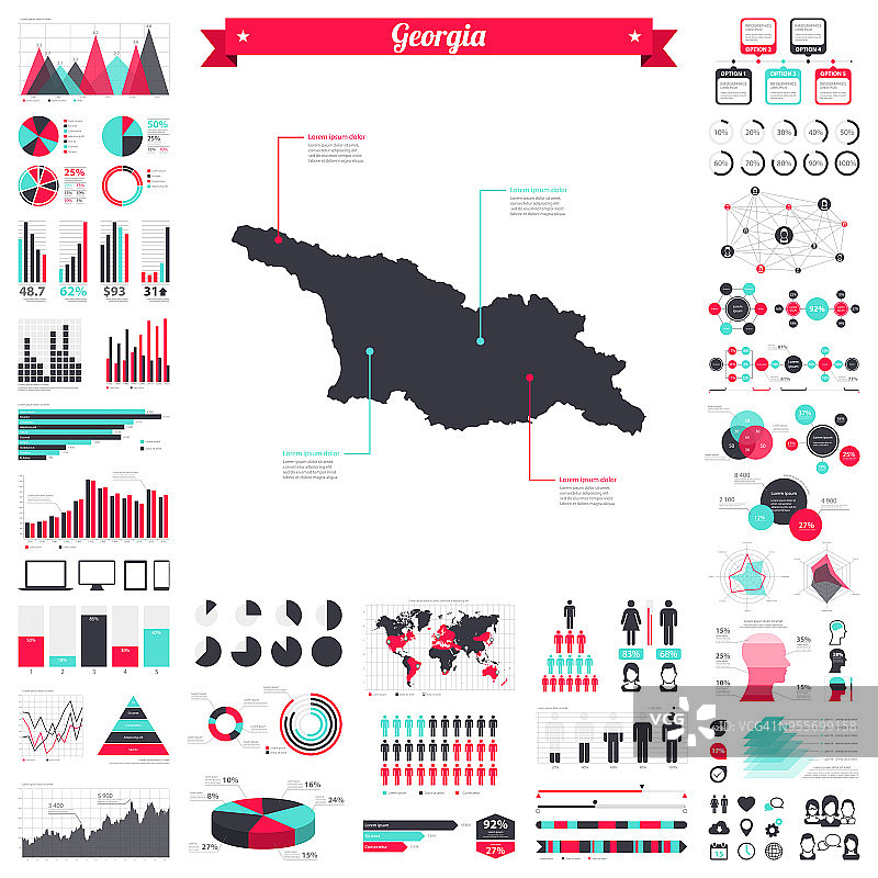 乔治亚地图与信息图表元素-大创意图形集图片素材