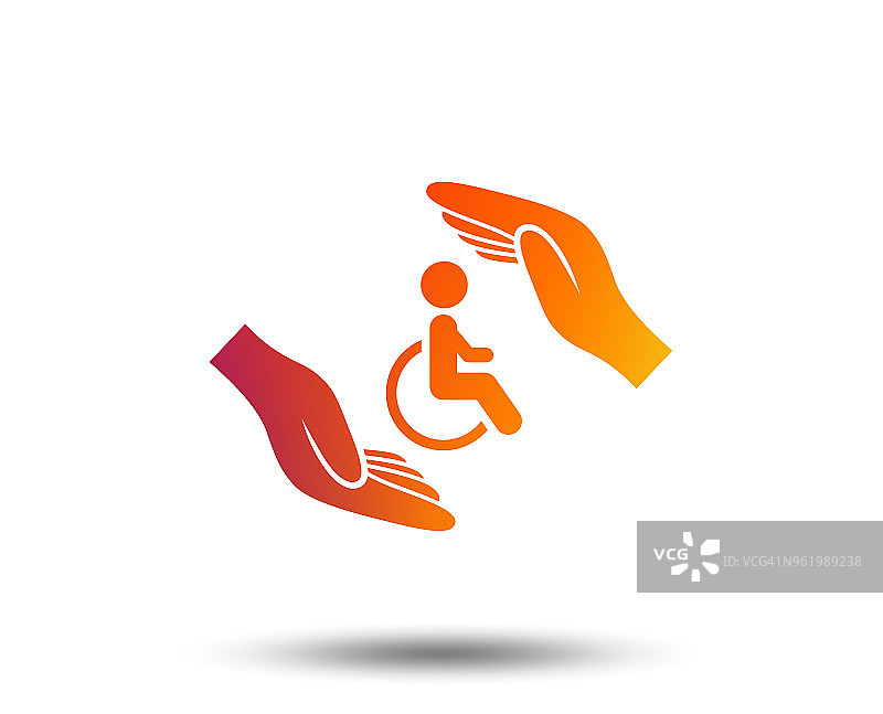 残疾人人身保险标志。手保护。图片素材