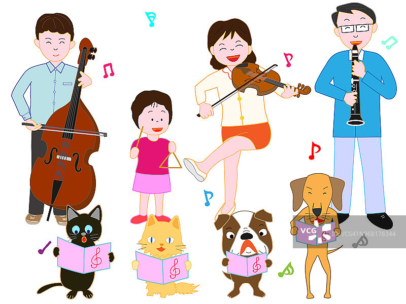 音乐宠物的家庭图片素材