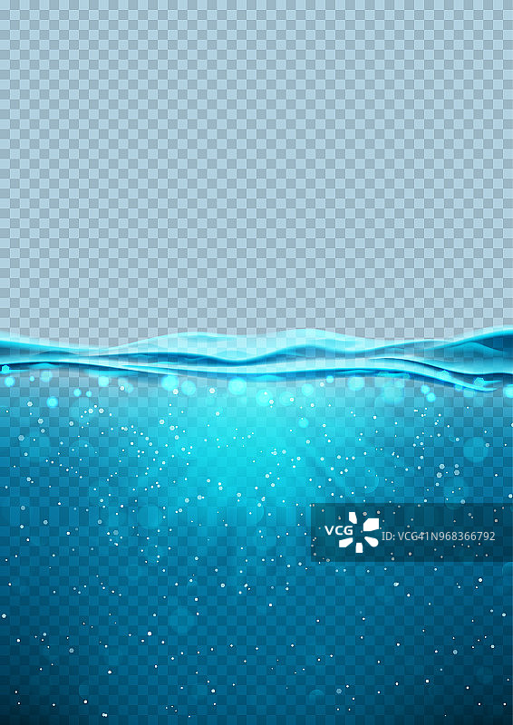 透明水下蓝色海洋垂直横幅图片素材