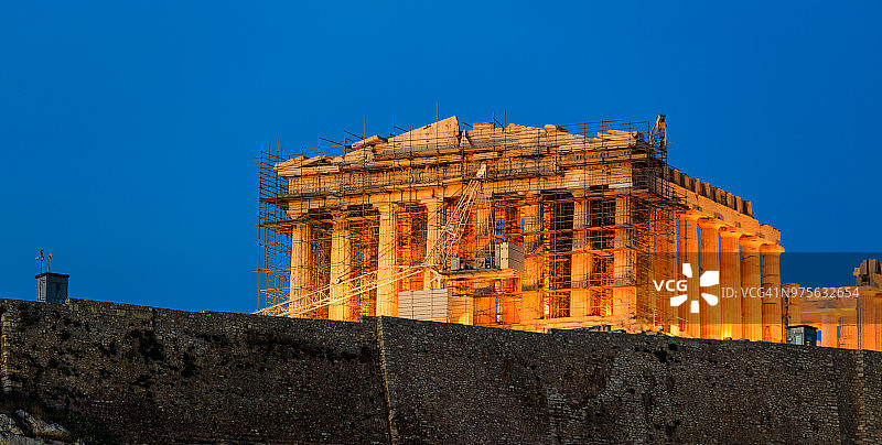 雅典卫城，希腊的蓝天背景图片素材