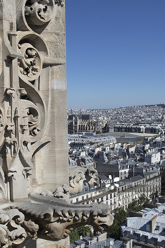巴黎的天际线，圣雅克塔的滴水嘴图片素材