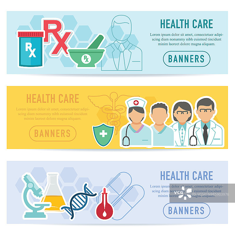 六边形背景与医疗保健图标图片素材