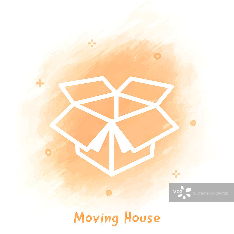 移动房子线图标水彩背景图片素材