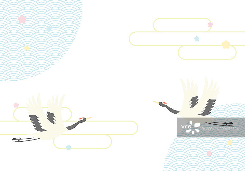 日本鹤背景矢量插图图片素材