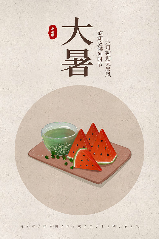 中国风24节气大暑美食海报图片下载