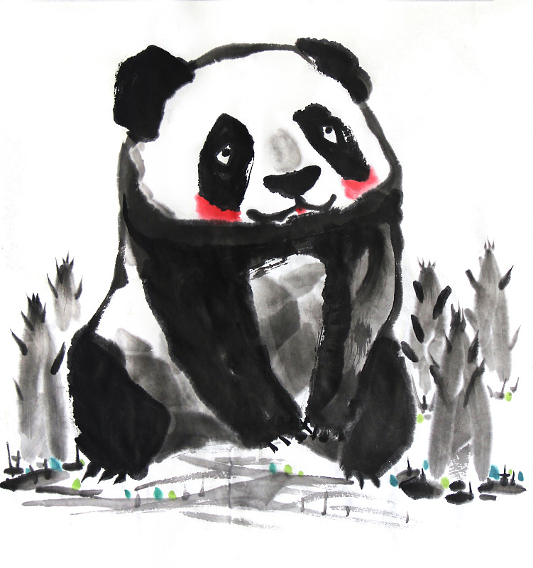 可爱的水墨画熊猫图片下载